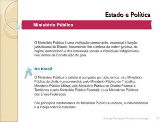 Estado e Política  Rodrigo Rodrigues (Filosofia e Sociologia)  