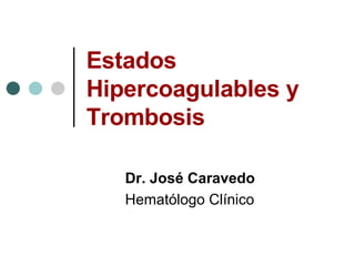 Estados Hipercoagulables y Trombosis Dr. José Caravedo Hematólogo Clínico 