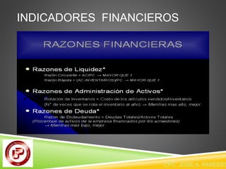 INDICADORES FINANCIEROS 
CPC JOSE A. PAREDES  