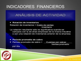 INDICADORES FINANCIEROS 
CPC JOSE A. PAREDES  