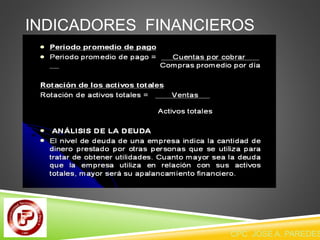 INDICADORES FINANCIEROS 
CPC JOSE A. PAREDES  