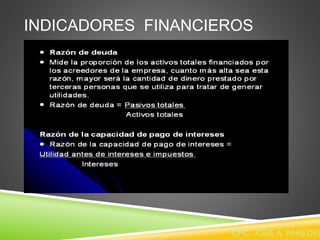 INDICADORES FINANCIEROS 
CPC JOSE A. PAREDES  