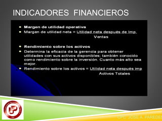 INDICADORES FINANCIEROS 
CPC JOSE A. PAREDES  
