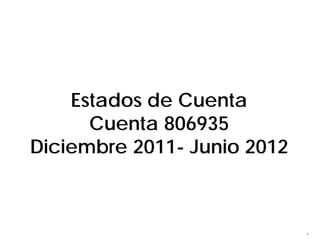 Estados de Cuenta
      Cuenta 806935
Diciembre 2011- Junio 2012



                             1
 