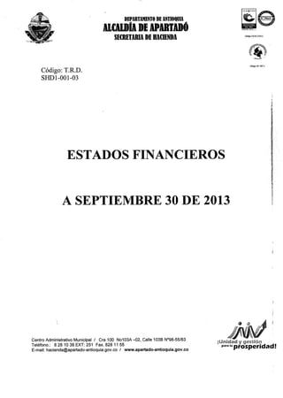 Estados financieros a septiembre 30 2013