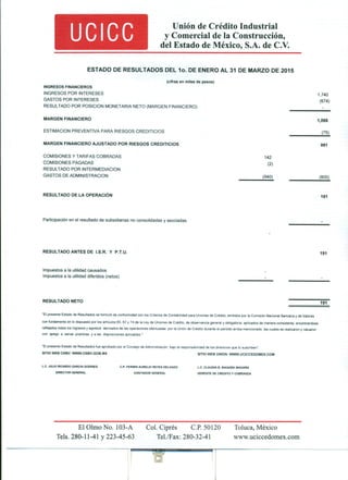 Estados financieros marzo 2015