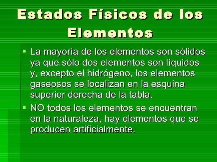 ESTADOS FISICOS Y TIPOS DE ELEMENTOS