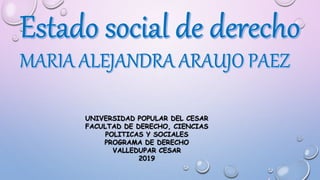 UNIVERSIDAD POPULAR DEL CESAR
FACULTAD DE DERECHO, CIENCIAS
POLITICAS Y SOCIALES
PROGRAMA DE DERECHO
VALLEDUPAR CESAR
2019
 