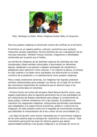 Estado, territorio y pueblos indígenas en Colombia | PDF