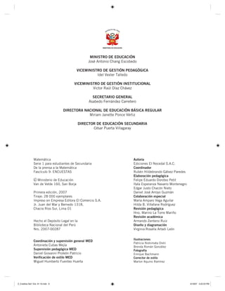 Matemática
Serie 1 para estudiantes de Secundaria
De la prensa a la Matemática
Fascículo 9: ENCUESTAS
Ministerio de Educac...