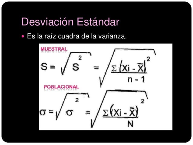 Resultado de imagen para que es desviacion estandar formula