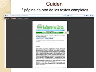 Cuiden
1ª página de otro de los textos completos
 