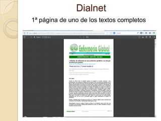 Dialnet
1ª página de uno de los textos completos
 