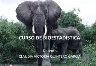 CURSO DE BIOESTADISTICA

             Docente
CLAUDIA VICTORIA QUINTERO GARCIA
 