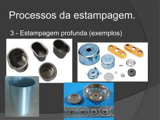 Processos da estampagem.
3 - Estampagem profunda (exemplos)

 
