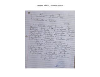 INFORME SOBRE EL CONTENIDO DEL 878
 