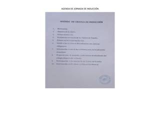 AGENDA DE JORNADA DE INDUCCIÓN
 
