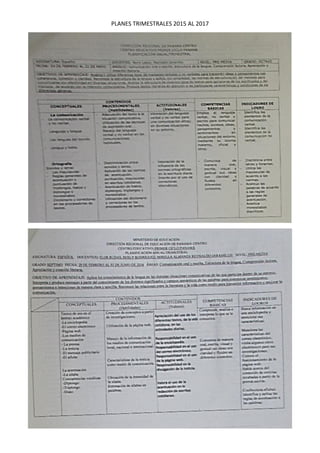 PLANES TRIMESTRALES 2015 AL 2017
 