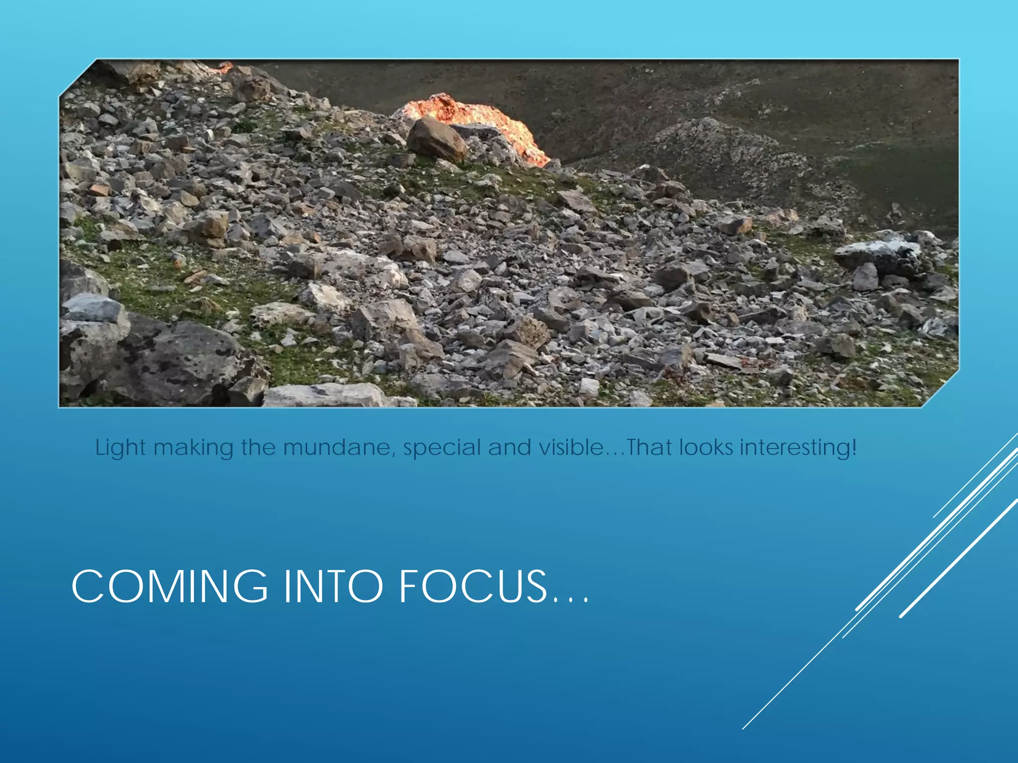 COMING INTO FOCUS…
Light making the mundane, special and visible…That looks interesting!
 