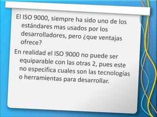 Establece un conjunto de prácticas (KPA) . Conjunto de buenas prácticas.CMMCada nivel cuenta con un número de áreas claves (KPA) de proceso que deben lograrse.