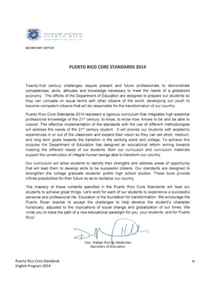 Puerto Rico Core Standards iv
English Program 2014
 