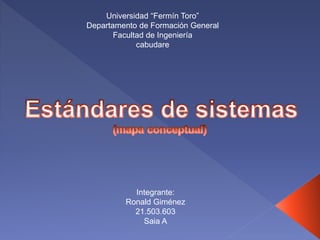 Universidad “Fermín Toro”
Departamento de Formación General
Facultad de Ingeniería
cabudare
Integrante:
Ronald Giménez
21.503.603
Saia A
 