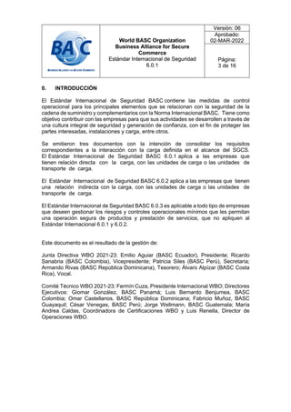 ESTANDAR INTERNACIONAL DE SEGURIDAD BASC 6.0.1. | PDF