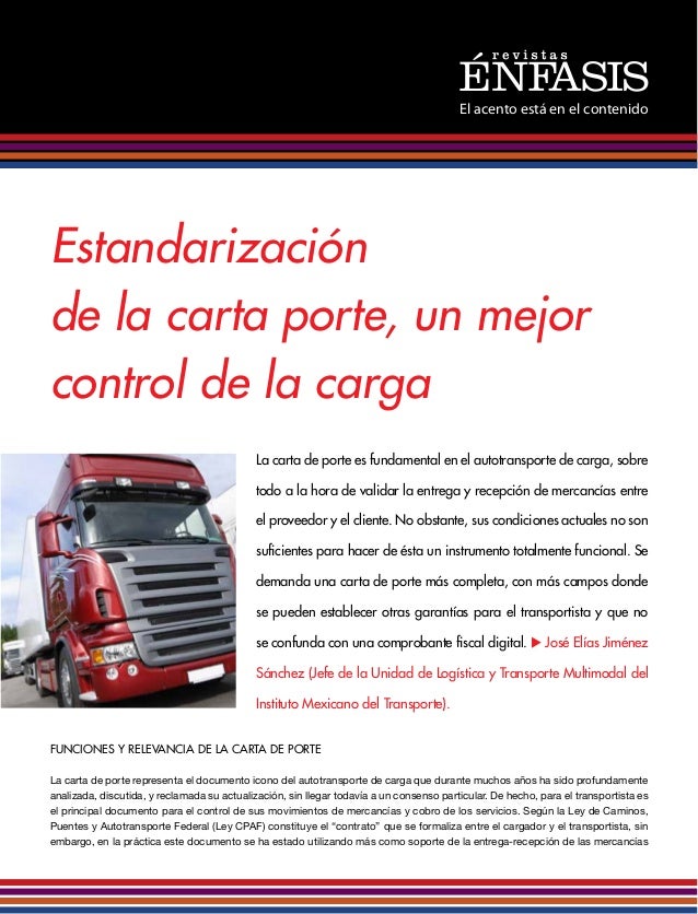 Estandarización de la carta porte, un mejor control de la 