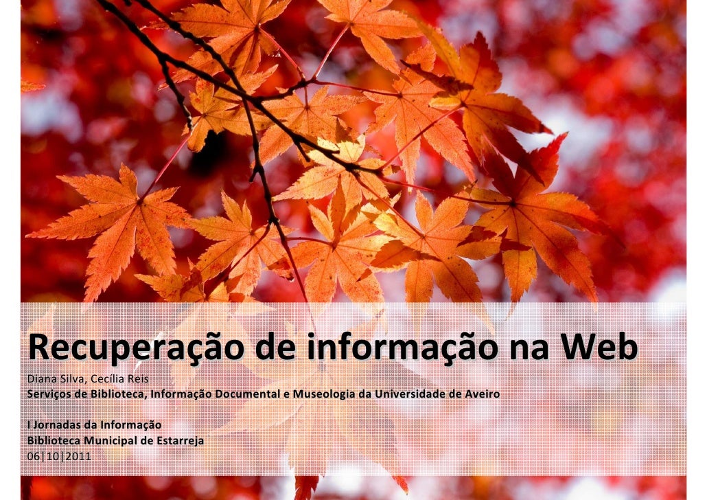 Recuperação de informação na WebDiana Silva, Cecília ReisServiços de Biblioteca, Informação Documental e Museologia da Uni...
