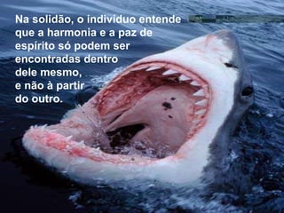 Na solidão, o indivíduo entende   que a harmonia e a paz de espírito só podem ser encontradas dentro  dele mesmo, e não à partir  do outro. 