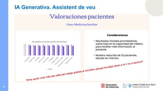 23
IA Generativa. Assistent de veu
"M'he sentit molt més ben atès pel metge gràcies al micròfon perquè ha estat atent a mi i no a escriure"
 