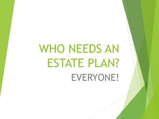 WHO NEEDS AN
ESTATE PLAN?
EVERYONE!
2
 