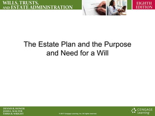 The Estate Plan and the Purpose
and Need for a Will
 