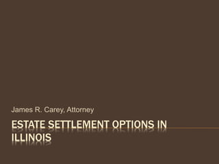 ESTATE SETTLEMENT OPTIONS IN
ILLINOIS
James R. Carey, Attorney
 