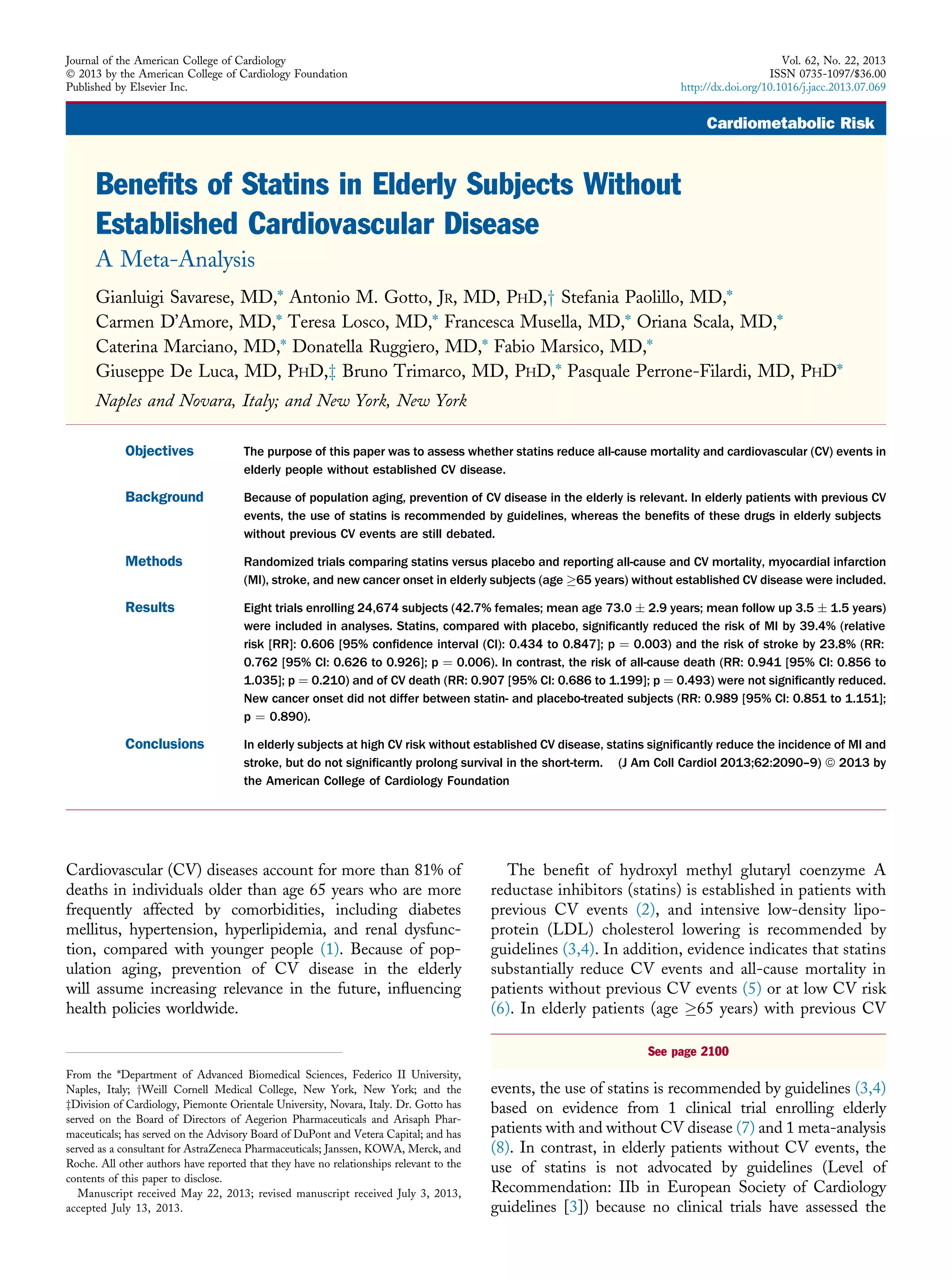 Benefits os Statins in Elderly Subjects Without Established ...