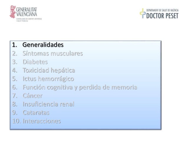 estatinas y pérdida de memoria y diabetes