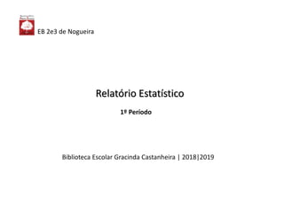 Biblioteca Escolar Gracinda Castanheira | 2018|2019
Relatório Estatístico
EB 2e3 de Nogueira
1º Período
 