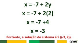 Portanto, a solução do sistema é S {(-3, 2)}.
 