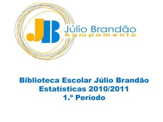 Biblioteca Escolar Júlio Brandão Estatísticas 2010/2011 1.º Período 