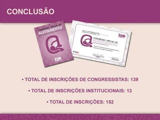 CONGRESSO VIRTUAL de ALEITAMENTO Estatísticas 2011