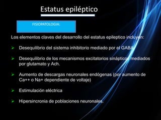 Desequilibrio de los mecanismos excitatorios sinápticos mediados por glutamato y Ach.