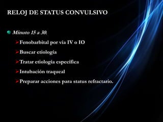 Exámenes de laboratorio.Manejo del Status EpilépticoTratamiento pre-hospitalario.
