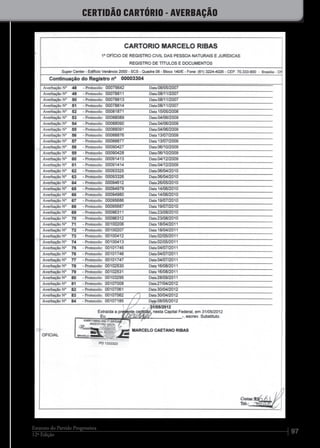 9712ª Edição
Estatuto do Partido Progressista
CERTIDÃO CARTÓRIO - AVERBAÇÃO
 