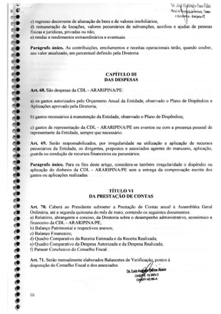 Estatuto da CDL de Araripina Pernambuco