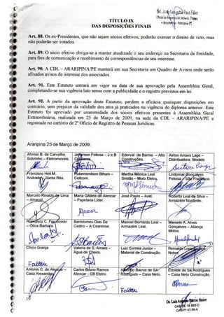 Estatuto da CDL de Araripina Pernambuco