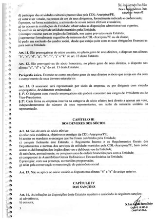 Estatuto da CDL de Araripina Pernambuco