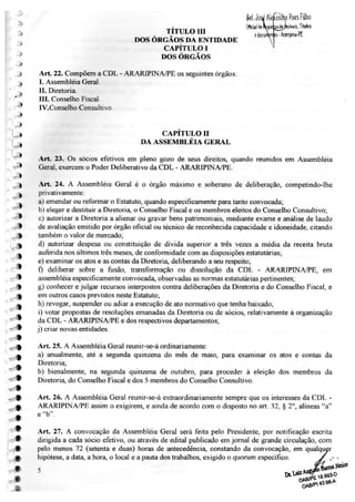 Estatuto da CDL de Araripina Pernambuco