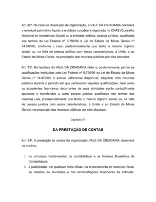 Estatuto da ONG Vale da Cidadania