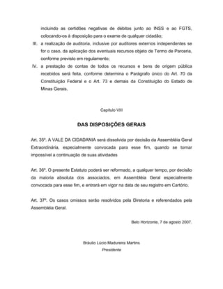 Estatuto da ONG Vale da Cidadania