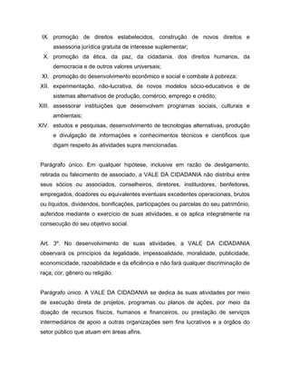 Estatuto da ONG Vale da Cidadania